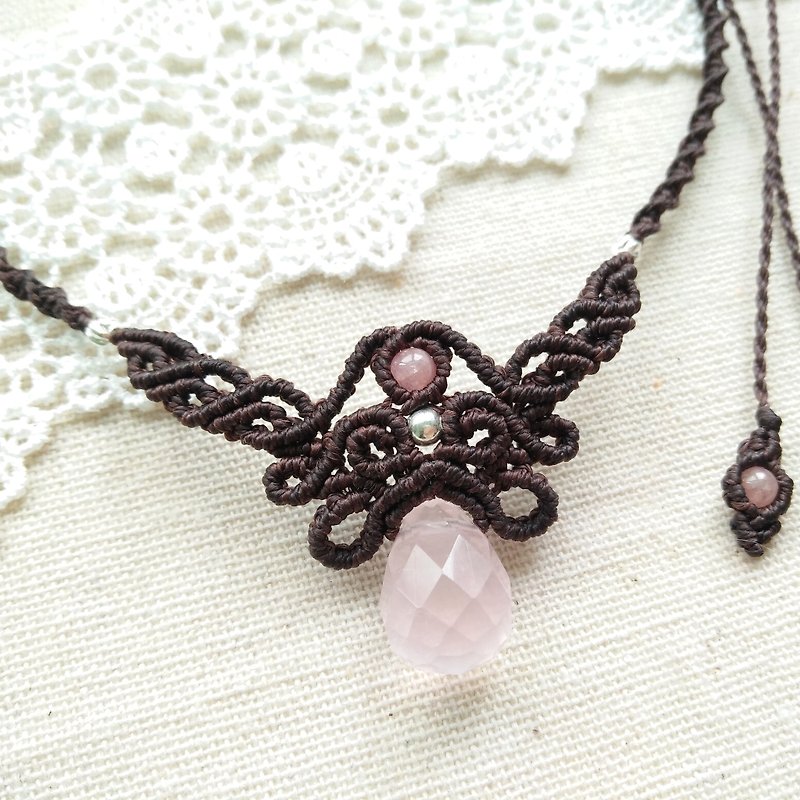 gallery. Alas. Pink Crystal X South American Brazilian Wax Necklace - Collar Necklaces - Gemstone Brown