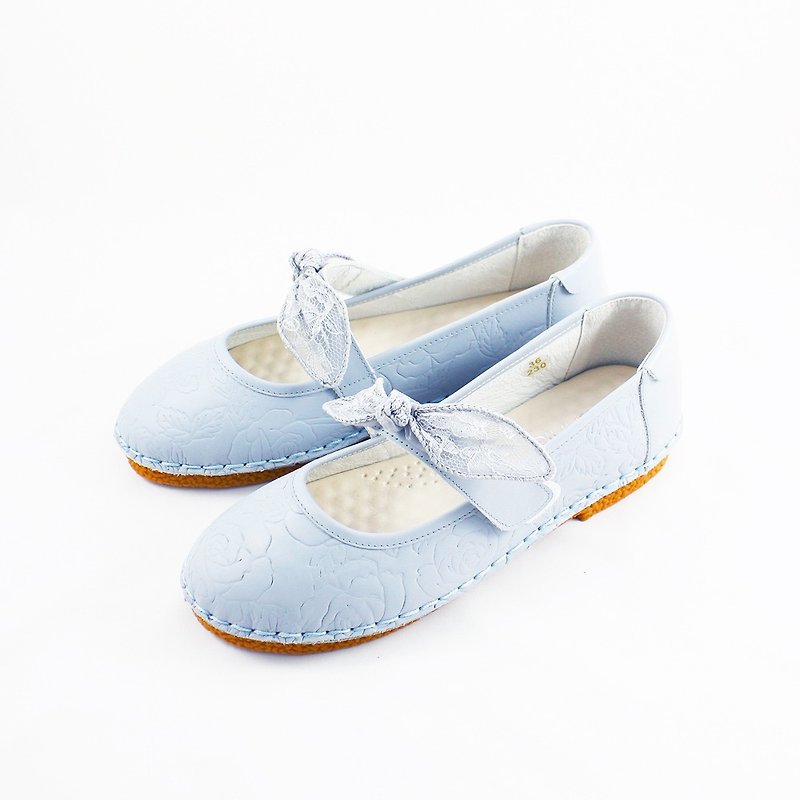 Chiu Chiu Bowknot Doll Shoes-Light Blue Adult - Women's Casual Shoes - Genuine Leather Blue
