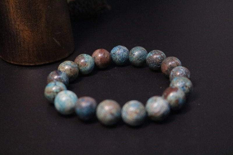 Blue Copper Ore Bracelet Vintage Wind Blue Pattern Stone Bracelet Handmade - Bracelets - Stone Blue