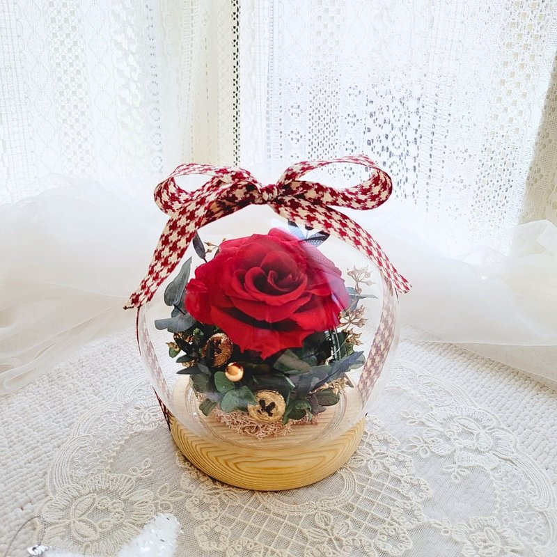 Preserved flower glass globe cup. 15 cm. Comes with packaging. Gift - ช่อดอกไม้แห้ง - พืช/ดอกไม้ 