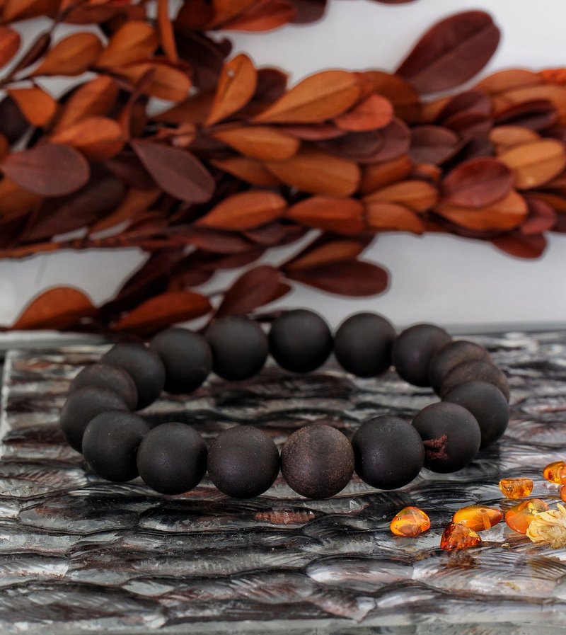 土沈香木珠 12mm ブレスレット ( HKA2114 ) - ブレスレット - 木製 