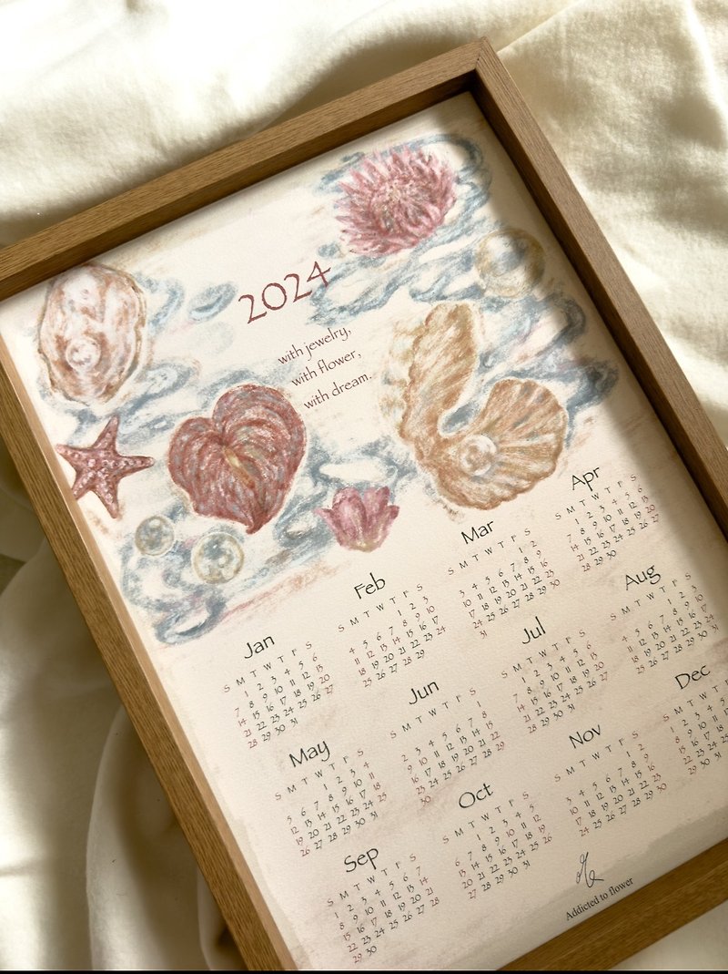 with jewelry, with flower, with dream | 2024 calendar poster - Calendars - Paper 