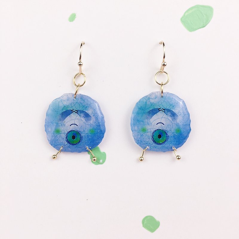 Little Monster Blueue Earrings - ต่างหู - เรซิน สีน้ำเงิน