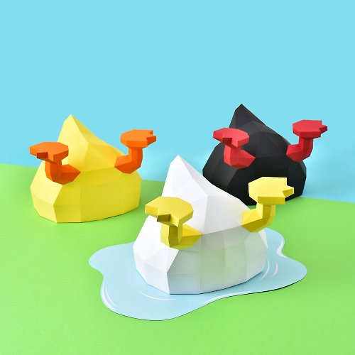 盒紙動物 BOX ANIMAL - 台灣原創紙模設計開發 3D紙模型-DIY動手做-免裁剪-擺飾系列-YAPI鴨比-療癒 掛飾 屁股
