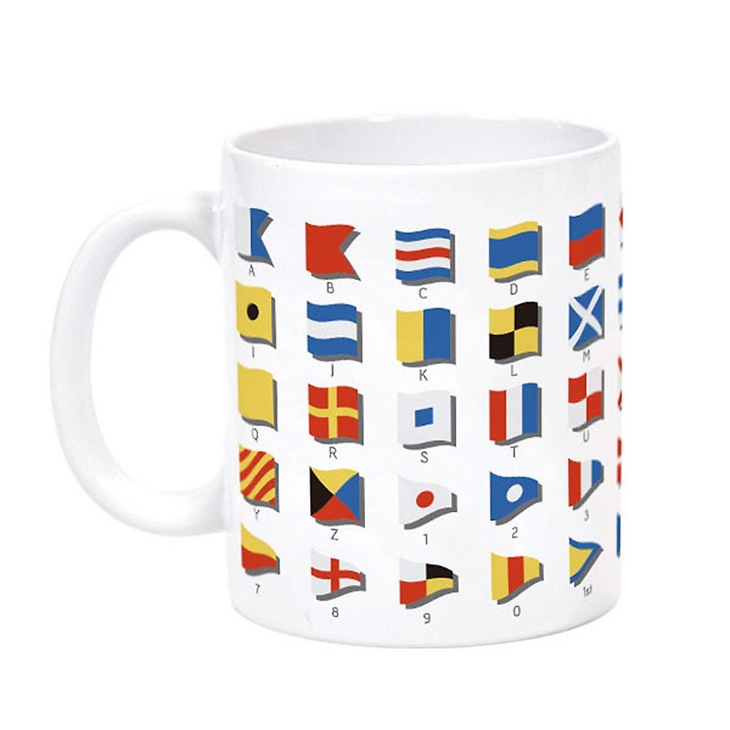 Maritime signal flag mug - แก้วมัค/แก้วกาแฟ - เครื่องลายคราม ขาว