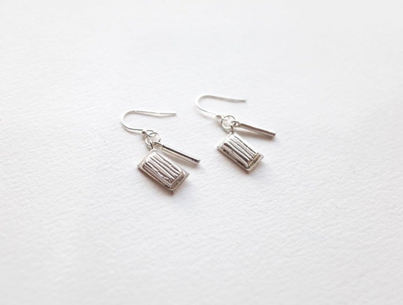 Ni.kou sterling silver chalk board earrings - Earrings & Clip-ons - Other Metals 