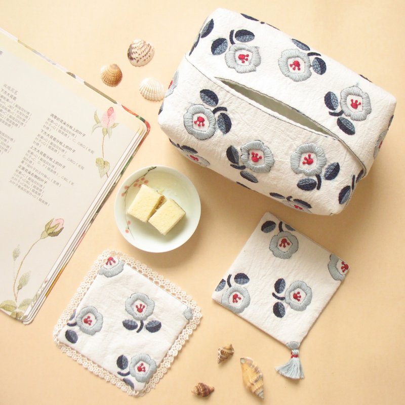 Handmade Embroidered Tissue Pack, Paper Drawer Box, DIY Material Pack, Gift - เย็บปัก/ถักทอ/ใยขนแกะ - ผ้าฝ้าย/ผ้าลินิน 