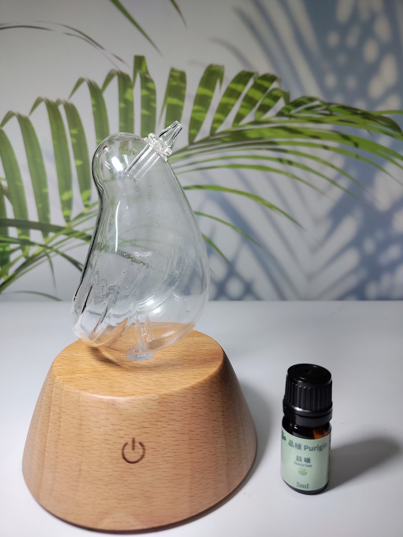 Birds and Flowers wireless charging solid wood base comes with 20ml of single essential oil and negative ion pure essential oil diffuser - Fragrances - Wood 