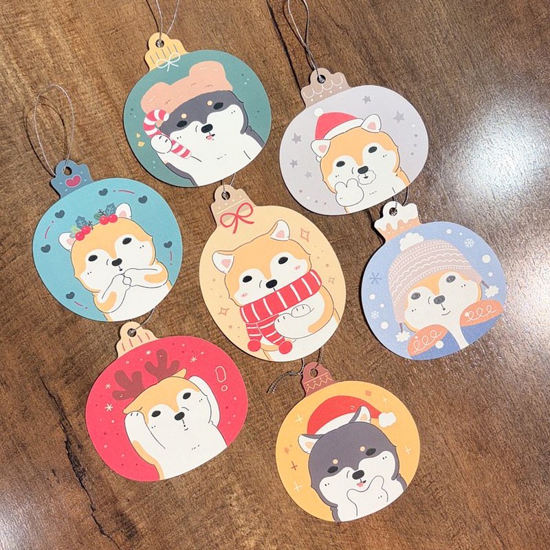 聖誕柴球星鑽紙造型吊卡 - 卡片/明信片 - 紙 多色