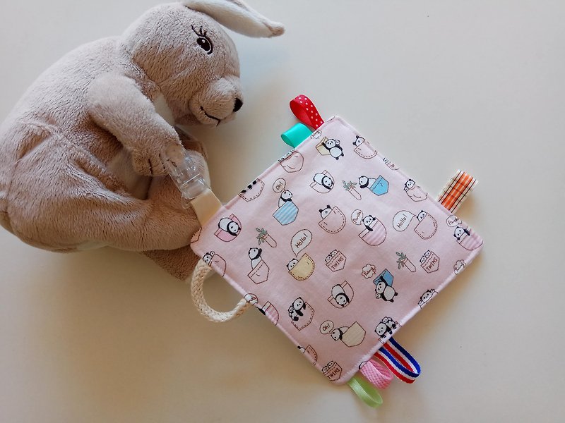 Foundation cat and bear moon gift, appease towel, paper towel, appease small squares, comfort toys - Bibs - Cotton & Hemp Pink