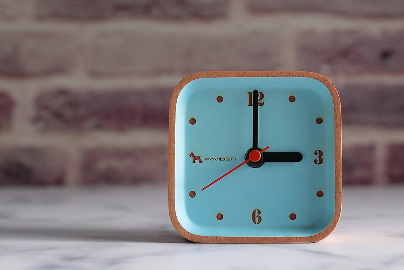 Reiana table clock square (wood color/blue/orange/yellow/green) 10cmX10cm - นาฬิกา - ไม้ 