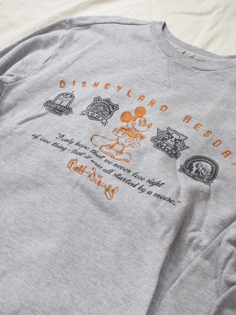 Vintage 迪士尼大學T 灰 Disneyland Resort M - 帽T/大學T - 棉．麻 