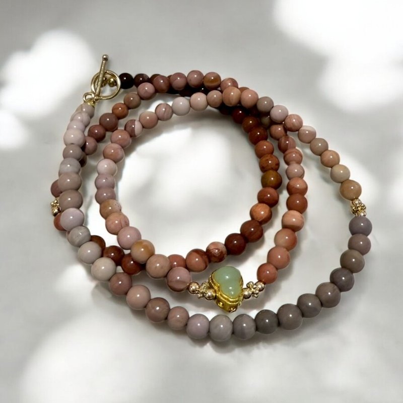 辟邪三圈手鍊 108顆阿拉善瑪瑙 平衡能量 尾牙穿搭 聖誕禮物 - 手鍊/手環 - 玉石 紅色