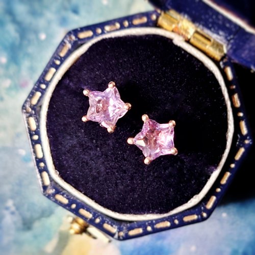 Tamasii Jewellery 小星星紫晶電鍍18K玫瑰金/白金純銀耳環
