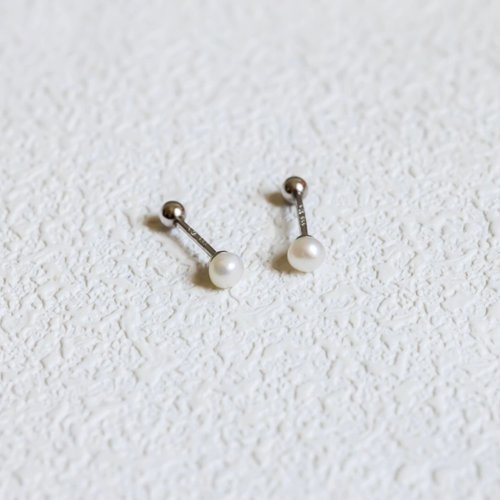 喜羊羊happy sheep jewelry 天然淡水珍珠925純銀小圓球轉珠耳環