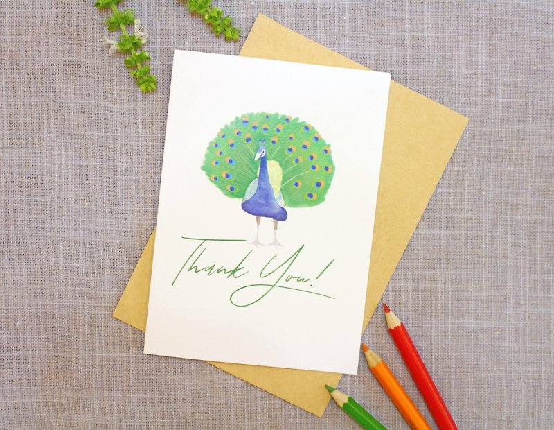 Thank You card  Peacock Thank You Card - Cards & Postcards - Paper White