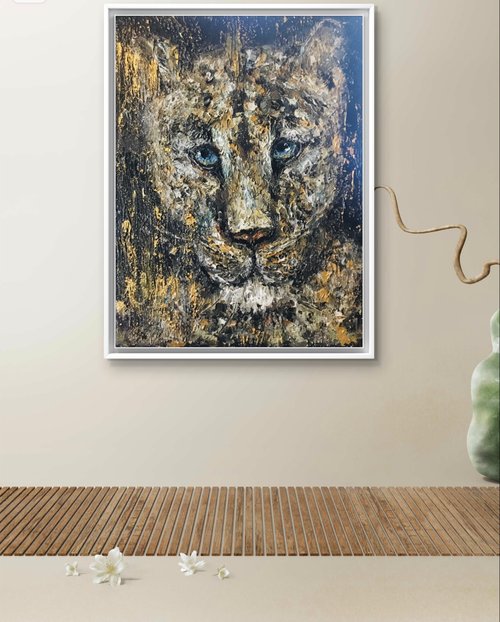 ピューマ一家の二面性、キャンバスに描いたオリジナルのアクリル