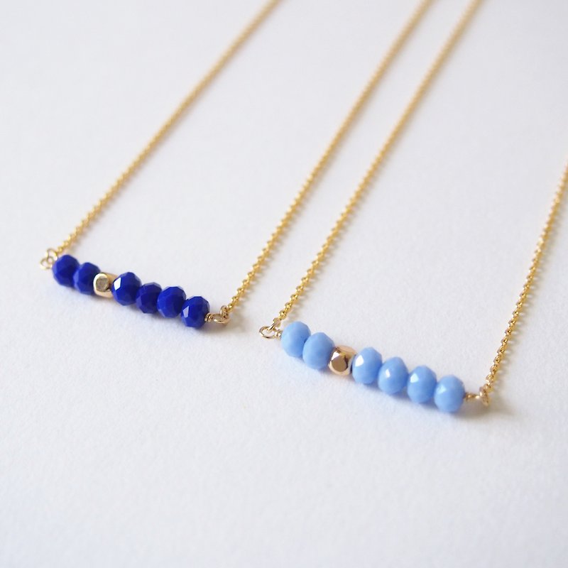 Goody Bag-7 colors to choose from, gold-plated square beads, Czech faceted beads, gold-plated necklace (45cm) - สร้อยคอ - โลหะ สีน้ำเงิน