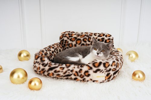 mo'chi 寵寵生活 Mochi日本設計寵物窩/貓窩/寵物床/豹紋時尚寵物沙發