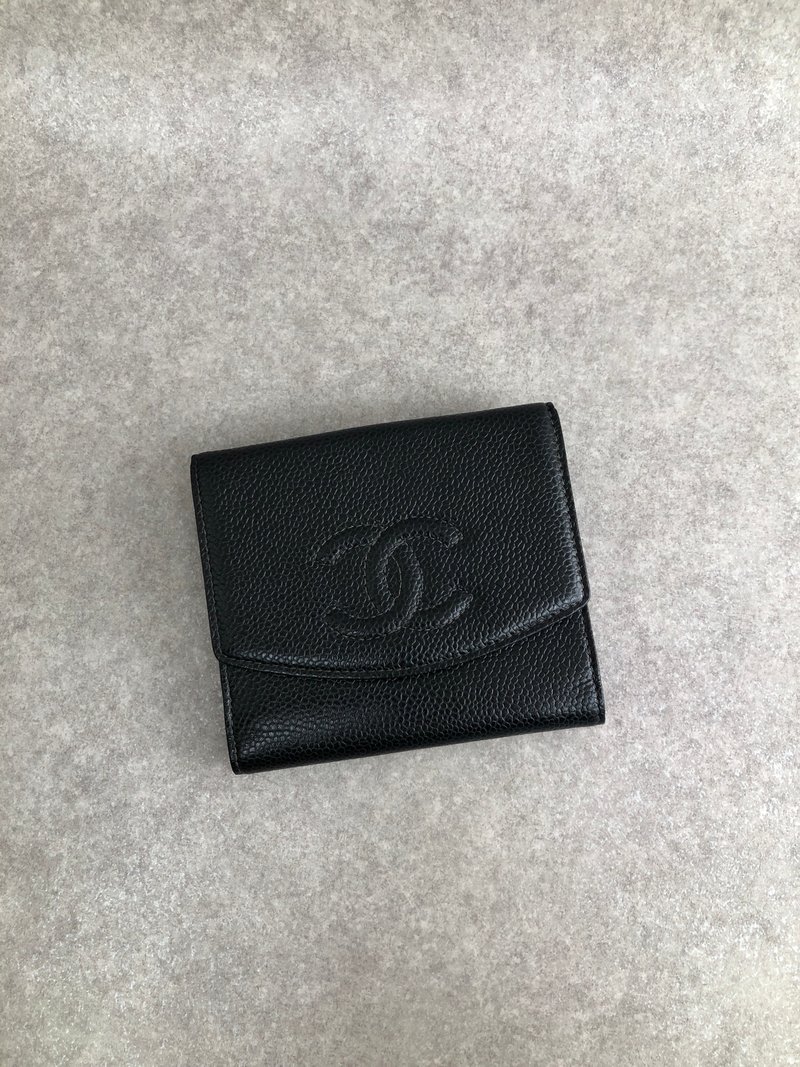 【 日本直送　名牌中古包 】CHANEL シャネル 財布 ブラック ココマーク レザー 2002年-2003年 vintage ヴィンテージ fafudg - 錢包/皮夾/長短夾 - 真皮 黑色