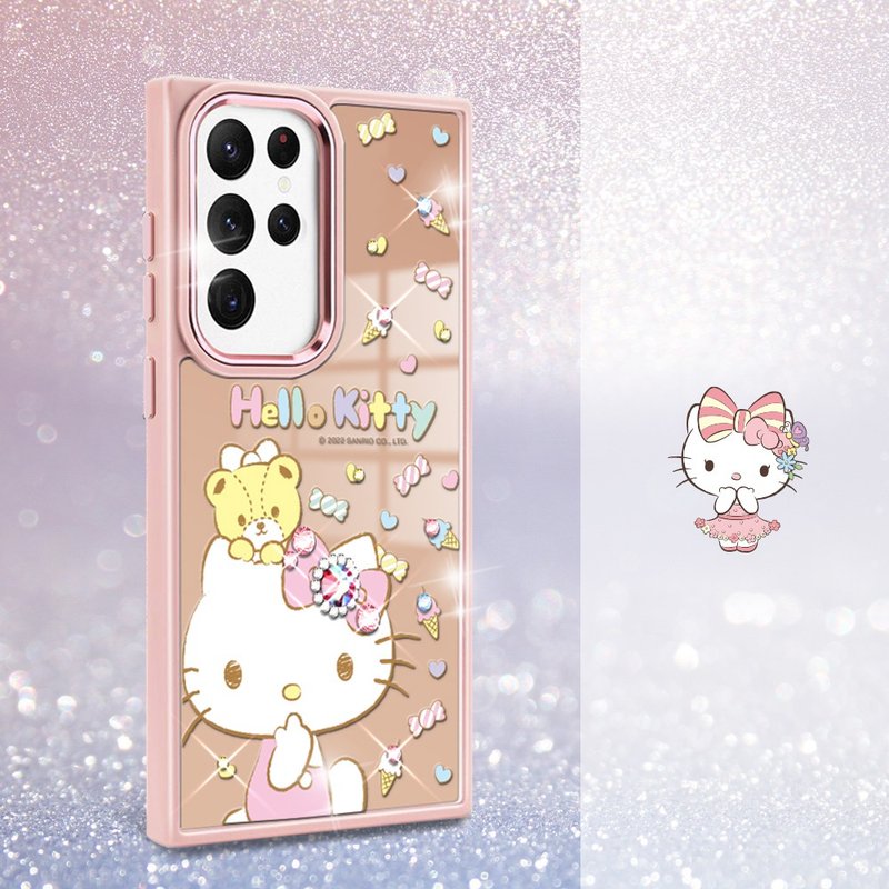 Sanrio Samsung S24/23 series military-standard anti-fall alloy frame mirror mobile phone case-Children's Katie - เคส/ซองมือถือ - วัสดุอื่นๆ หลากหลายสี