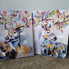 【美品】 IKEA絵画　鹿キャンバスアート2枚セット 2枚セット イケア プィエッテリード アート 鹿 アートパネル