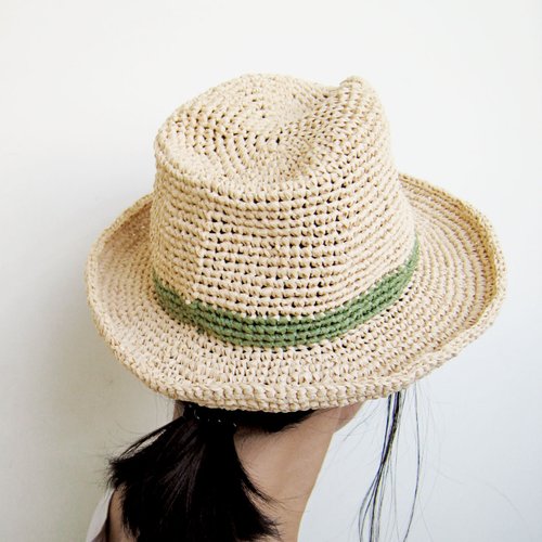 Cool summer simple trim paper paper gentleman straw hat \\ light card + grass green \\