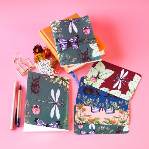 pimlate insecto collection notebook and postcard set