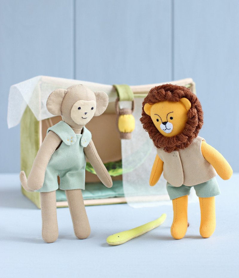 3 PDF Mini Monkey + Mini Lion + Safari Tent Sewing Patterns Bundle - 手工藝教學/工具書 - 其他材質 