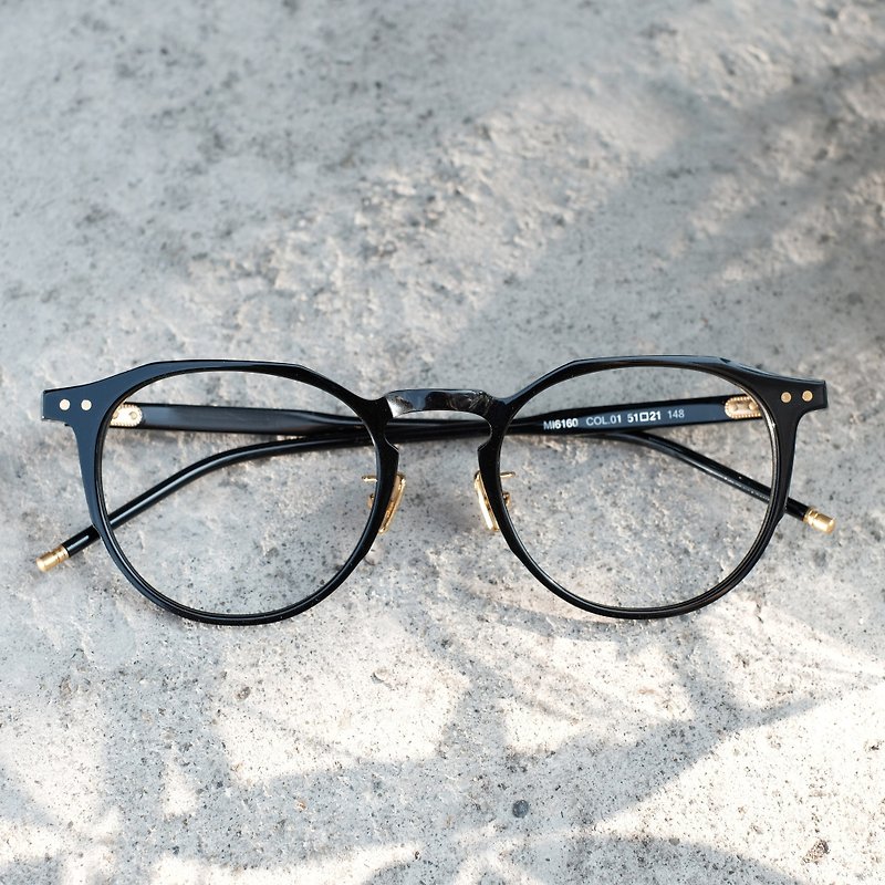 日本 大框 限量藍玳瑁 眼鏡 鏡框 圓六角 黑 - 眼鏡/眼鏡框 - 其他材質 黑色