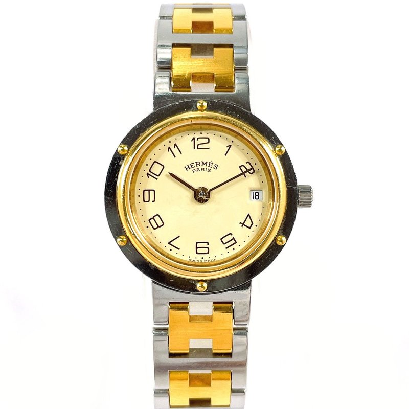【日本直送 中古美品】エルメス HERMES 腕時計 クリッパー ステンレススチール/GP シルバー/ゴールド - 女錶 - 不鏽鋼 銀色
