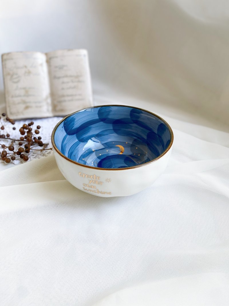 【好日戀物】 日本zakka日雜藍色星空燦爛碗釉上彩聖誕節禮物 - 碗 - 其他金屬 多色