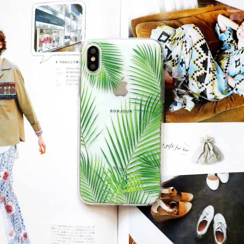 Coconut palm tree transparent phone case - เคส/ซองมือถือ - วัสดุอื่นๆ สีเขียว