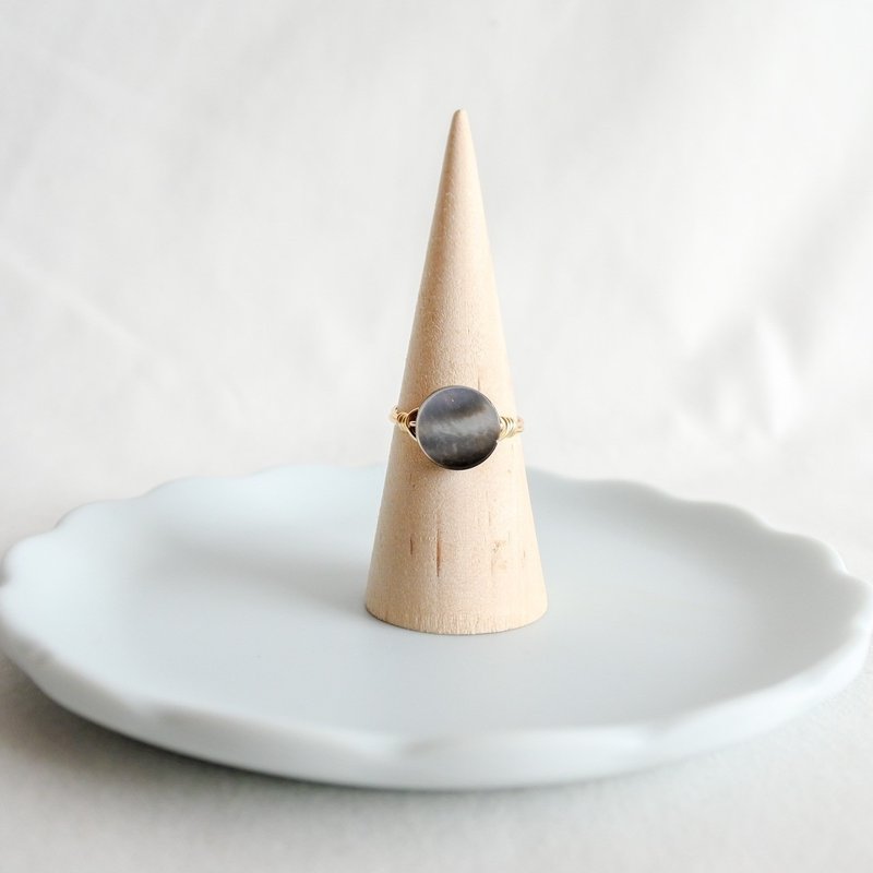 Shell – Small Grain – Gold Ring – Natural Stone Ring - 戒指 - 其他金屬 透明