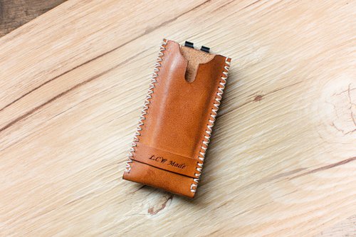Lcw made (手工皮件&雷雕商品) 【訂製款】美工刀隨身棕色皮套附背夾(MITO MKT II用)/僅皮套銷售