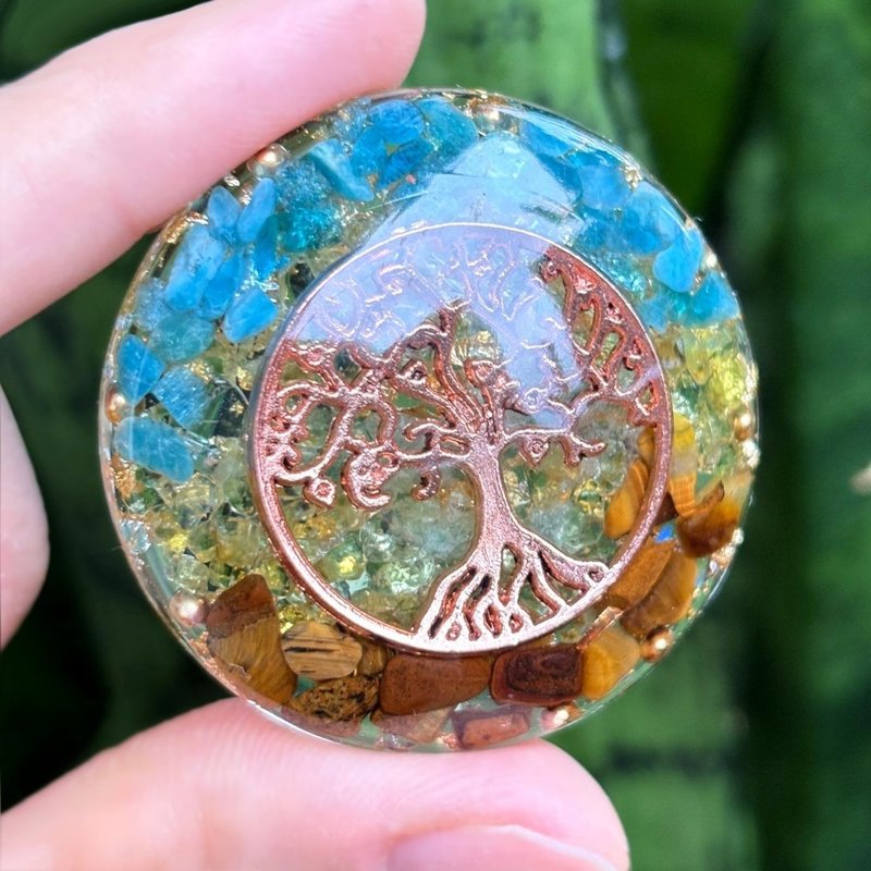 生命之樹奧剛能量盤 玫瑰金半球體迷你奧根塔 - 鑰匙圈/鑰匙包 - 水晶 多色