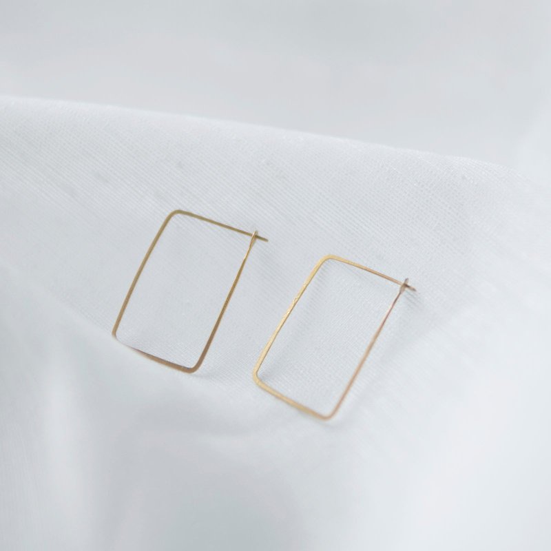 Rectangle Hoop Earrings - ต่างหู - ทองแดงทองเหลือง สีทอง