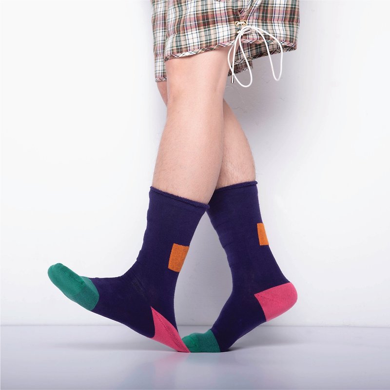 GD My Inner Beauty  - 想 深紫色 雙面中筒襪 Reversible Socks - 襪子 - 棉．麻 紫色