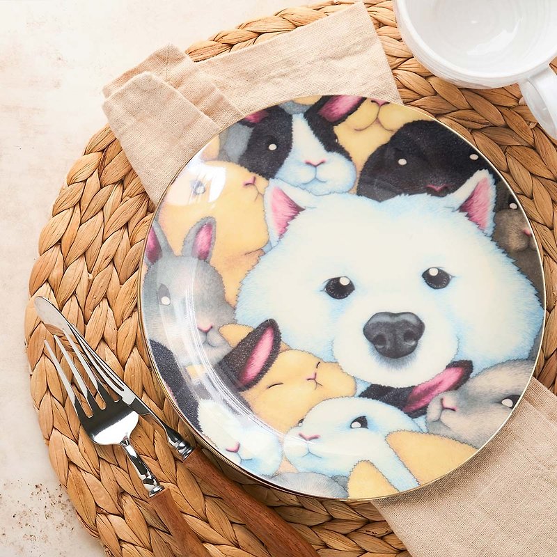 【Dabai】6.5-inch bone china plate/dinner plate/gift box - Plates & Trays - Porcelain Multicolor