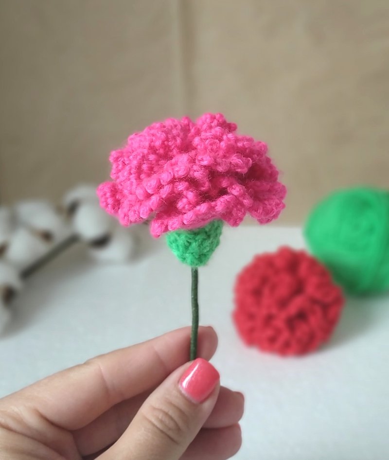 かぎ針編みのパターン カーネーション - かぎ針編みの花のピン - PDF チュートリアル DIY ブローチ フラワー