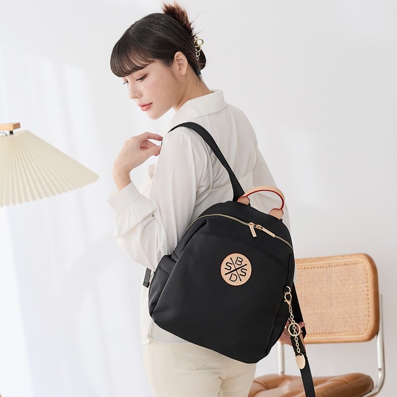 [Fashionable plain color] Black Rhapsody - Classical light luxury multi-layer backpack with slip pocket - Camel Black - Backpacks - Nylon Black