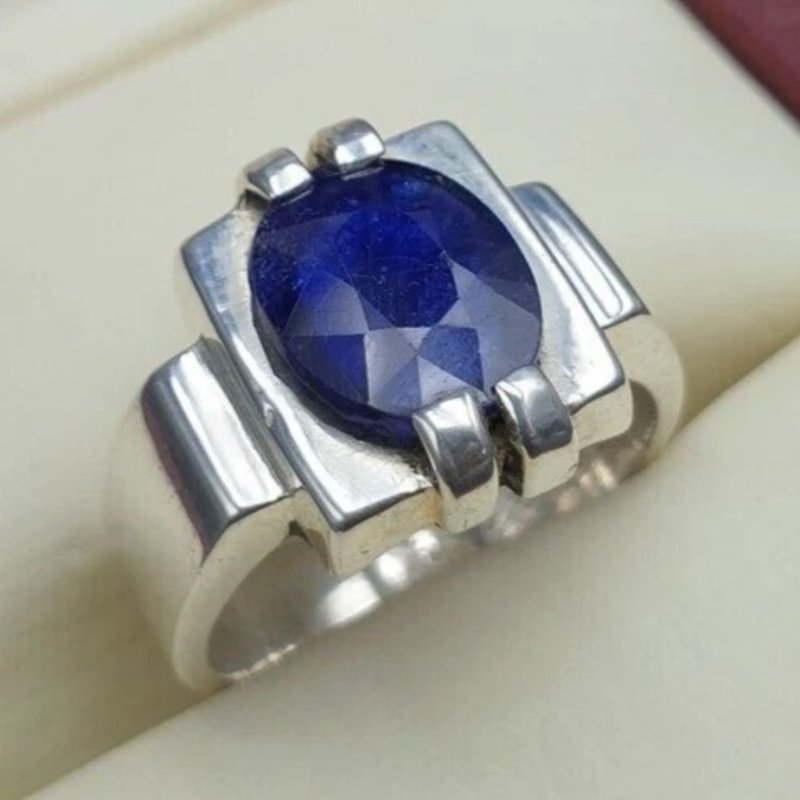 Sapphire Ring For Men Real Sapphire Ring For Man Natural Sapphire Ring For Men - 戒指 - 寶石 藍色