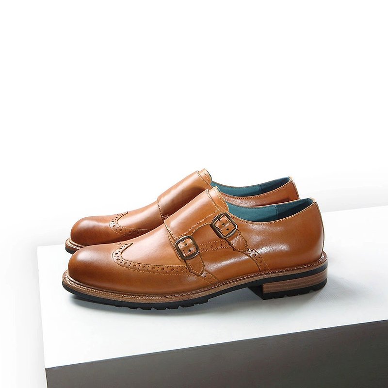 Vanger British Yuppu wing pattern carved Mengkai shoes - Va223 brown - รองเท้าลำลองผู้ชาย - หนังแท้ สีนำ้ตาล