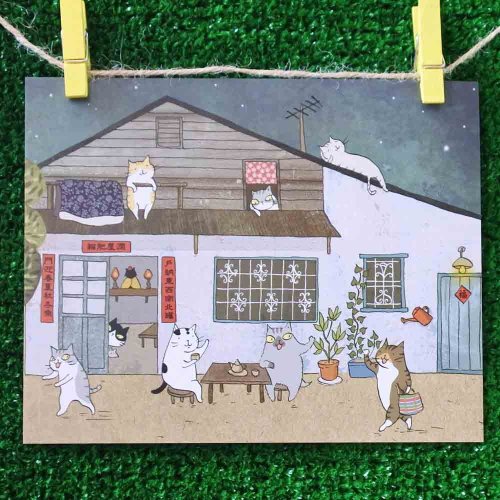 3貓小舖 3貓小舖貓咪插畫明信片(畫家:貓小姐) – 夏夜晚風