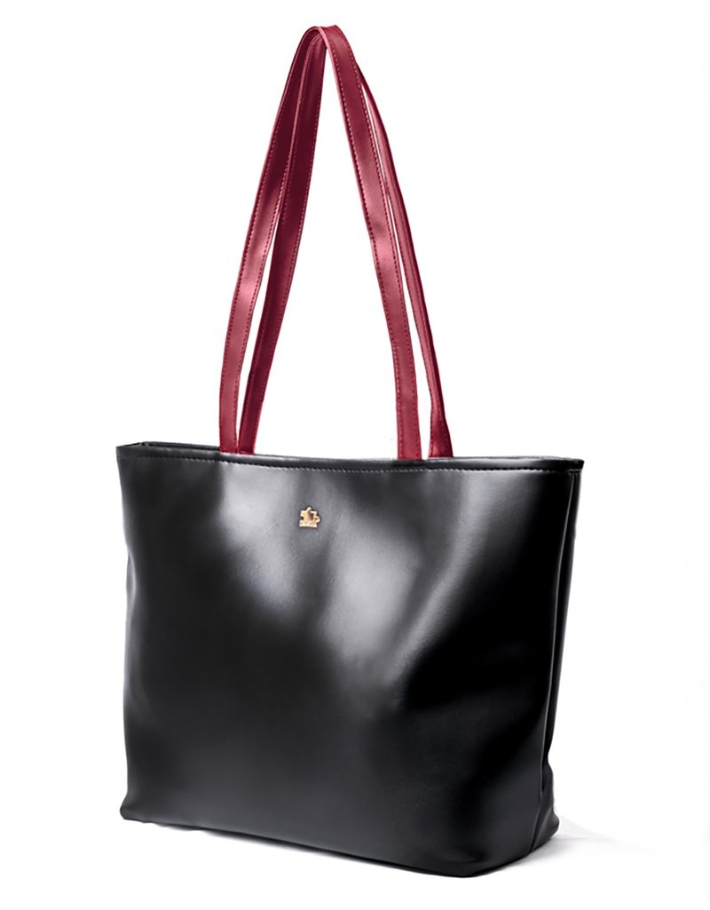 Taiwan Original / CLM Vegan Leather / Minimalist Tote-Black Red - กระเป๋าถือ - วัสดุกันนำ้ สีดำ