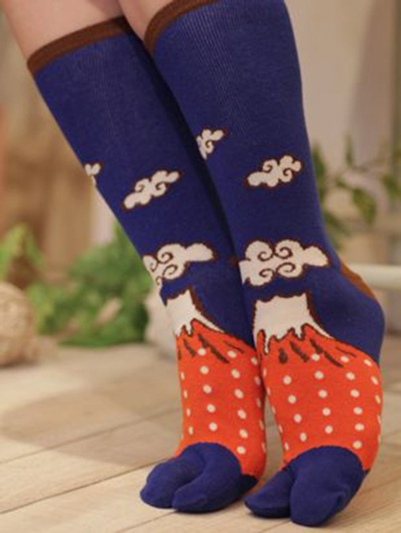 [spot one pair] little Fujiyama two finger socks 7JKP2113 - Socks - Cotton & Hemp Multicolor