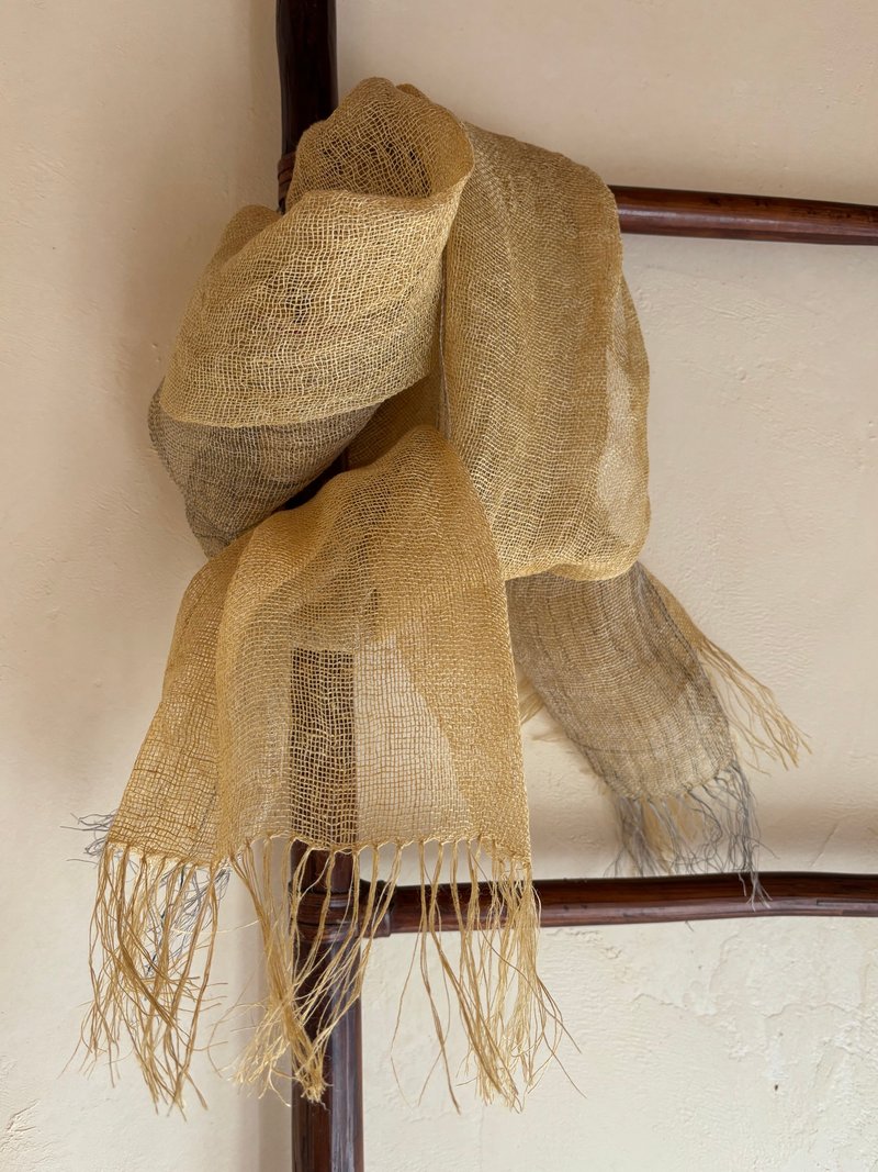 Wide Hemp Stole G - Knit Scarves & Wraps - Cotton & Hemp Yellow