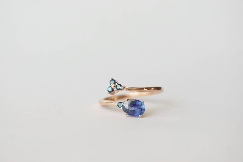 Natural Blue Sapphire and London topaz Silver 925 Ring - 戒指 - 純銀 藍色