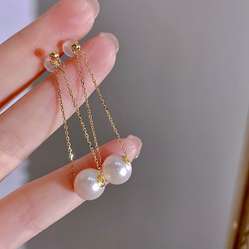 WhiteKuo高級珠寶訂製所 【WhiteKuo】18k天然日本akoya多種戴法設計感耳飾