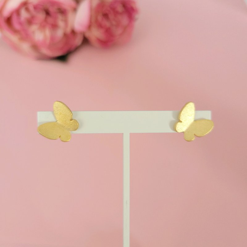 Butterfly stud earrings - Earrings & Clip-ons - Other Metals Gold